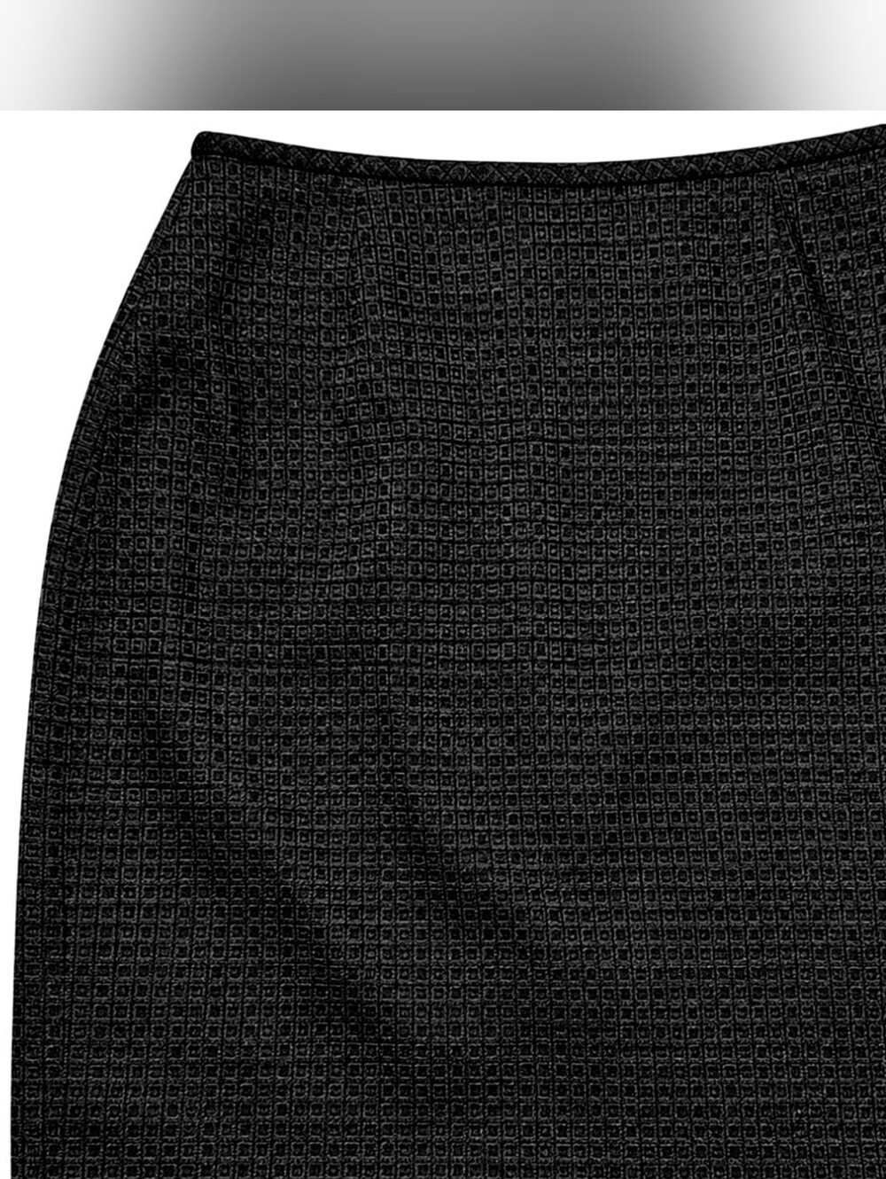 Classic Black Textured Pencil Skirt With A Back Split